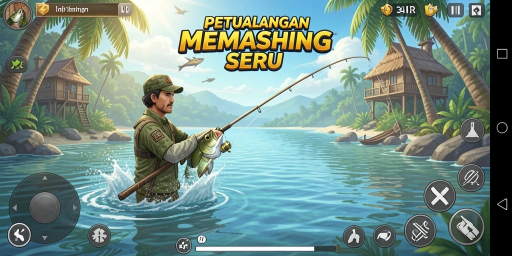Screenshot permainan <strong>34R</strong> menampilkan pengalaman memancing yang seru dan menantang.