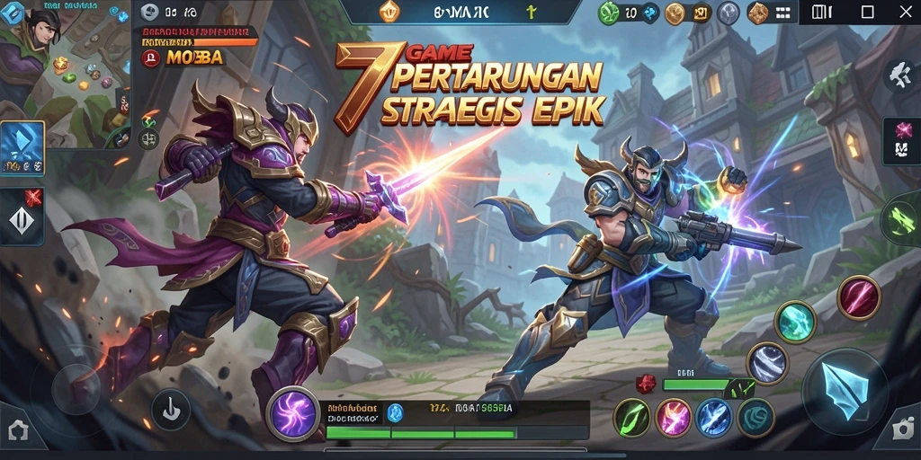 Screenshot menampilkan aksi seru gameplay MOBA untuk 7GAME.