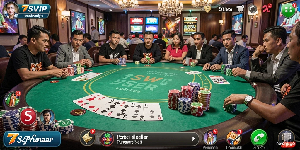 Screenshot permainan Poker di 7SVIP dengan grafis yang menarik.