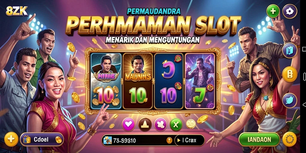 Screenshot gameplay 8ZK menampilkan gulungan yang berputar dengan simbol menarik.
