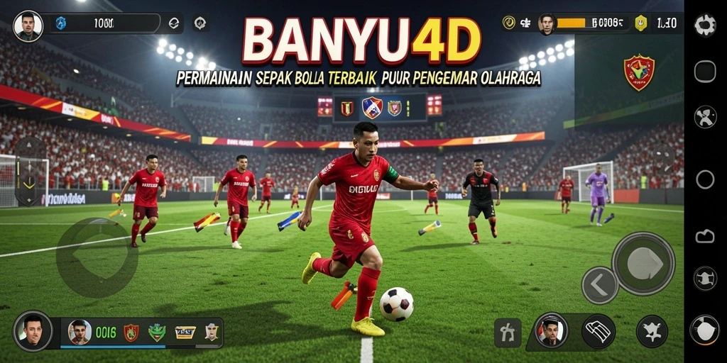 Screenshot BANYU4D menampilkan aksi seru di lapangan sepak bola.