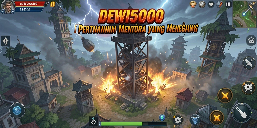 Tampilan menarik dari gameplay Tower Defense DEWI5000.