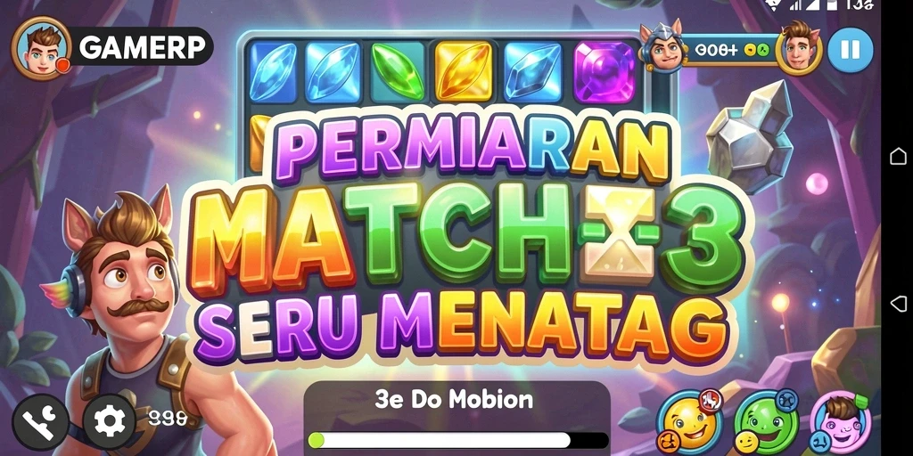 Tampilan main GAMERP yang seru dalam mode Match-3.