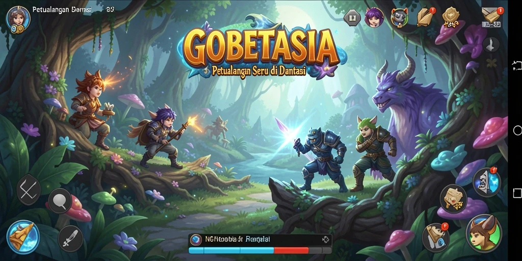 Tangkapan layar gameplay GOBETASIA yang mendebarkan di dunia petualangan.