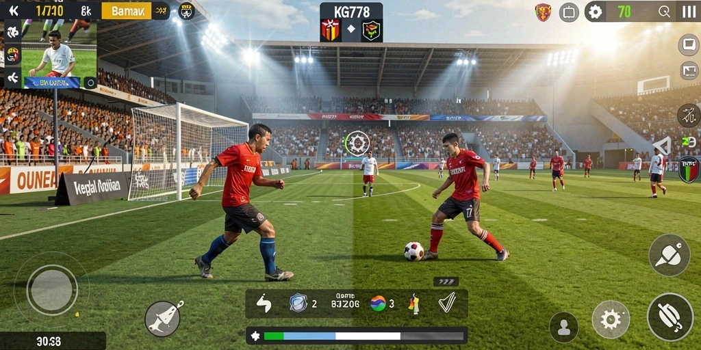 Screenshot utama KG778 menampilkan intensitas pertandingan sepak bola.
