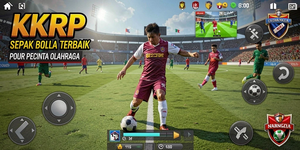Screenshot KKRP menampilkan aksi seru dalam permainan sepak bola.