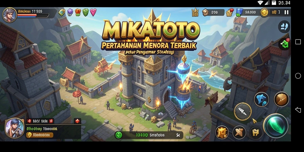 Tangkapan layar gameplay MIKATOTO menampilkan aksi pertahanan menara yang mendebarkan.