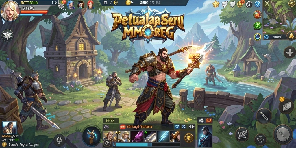 Screenshot menampilkan eksplorasi dan pertarungan seru dalam RP55.