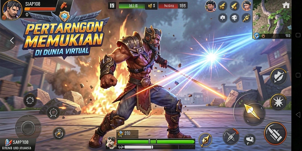 Screenshot tampilan gameplay pertarungan yang intens di SIAP108.