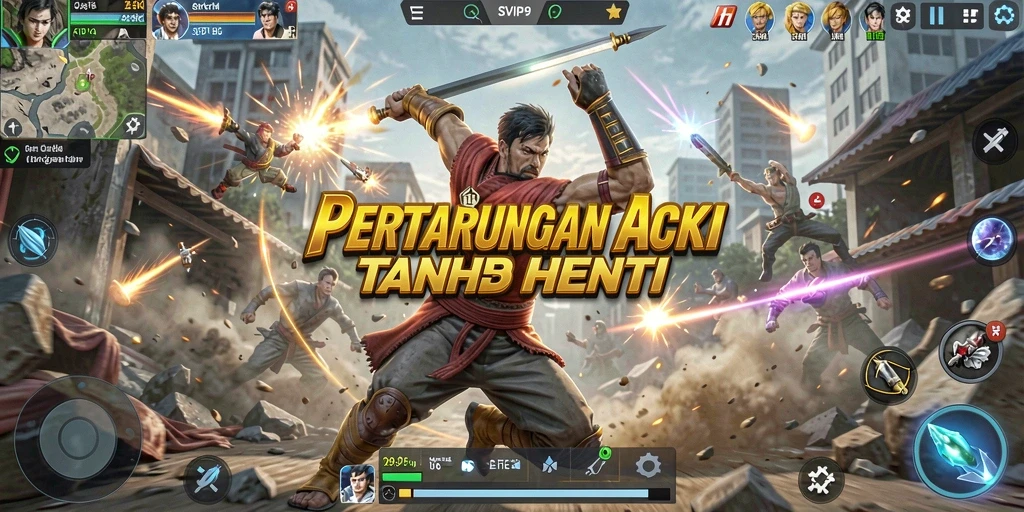 Tampilan gameplay SVIP9 yang penuh aksi mendebarkan.