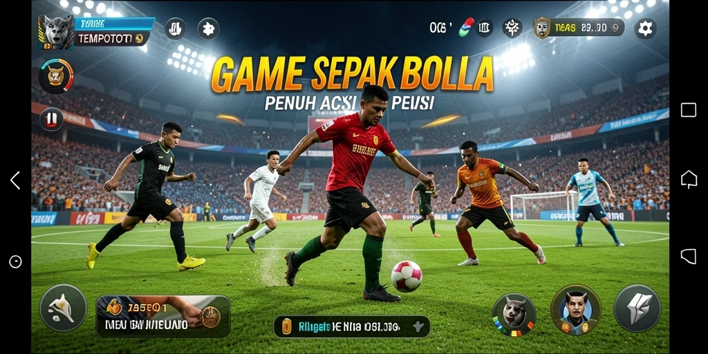 Tampilan menarik dari gameplay TEMPOTOTO yang menampilkan aksi sepak bola.